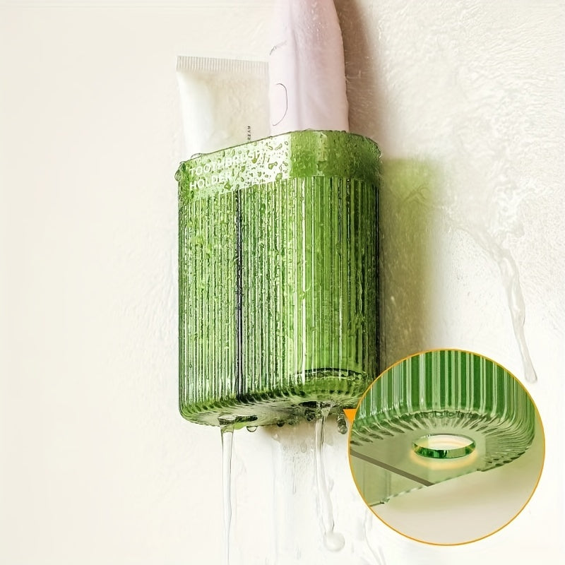 1pc Soporte Moderno de Pared para Cepillos de Dientes y Pasta Dental - Sin Taladro, Organizador de Baño que Ahorra Espacio, Contenedores de Almacenamiento para la Organización del Hogar