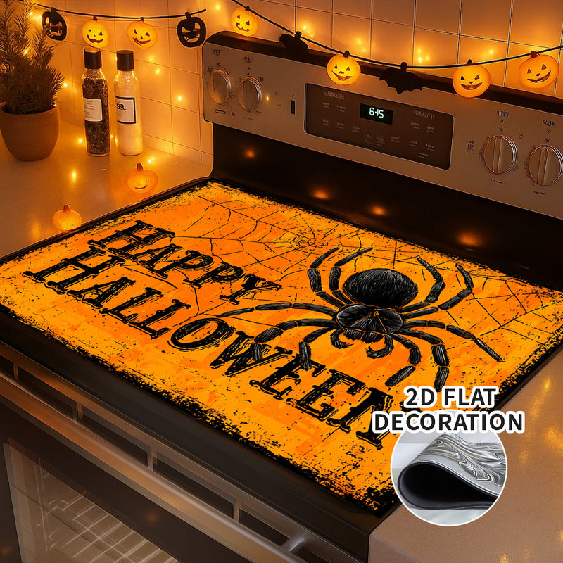 Tapete Protector de Estufa Integrado 2D Plano - Cubierta para Cocina con Forro de Goma, Decoración de Halloween, Ideal para Cualquier Cocina, 1 Unidad, Diseño 2D Plano