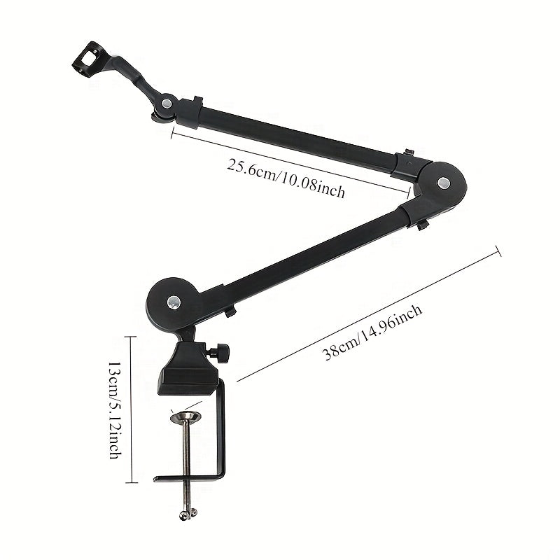 Soporte de micrófono profesional de hierro negro con brazo de armazón y gestión de cables - Estable y flexible, ajustable para transmisiones, podcasting, juegos y más - Ideal para estudio, escenario y uso de televisión, equipo de transmisión|Soporte de b