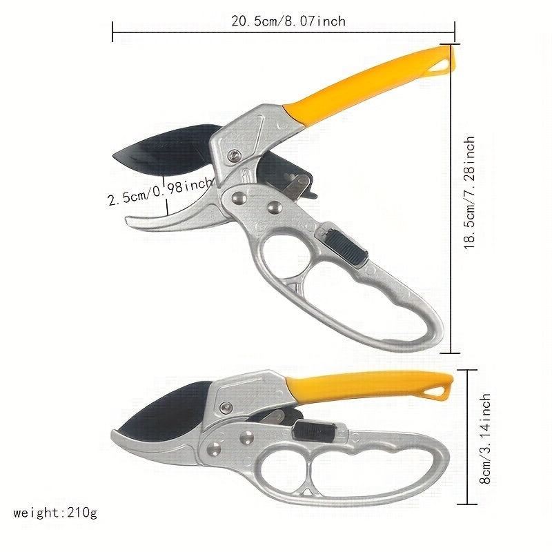 Tijeras de poda profesionales, tijeras de jardín de paso de oveja, hoja de acero, mango ergonómico, ratchet segmentado afilado, con bloqueo deslizante, para podar de manera eficiente, esenciales para el jardinería doméstico.