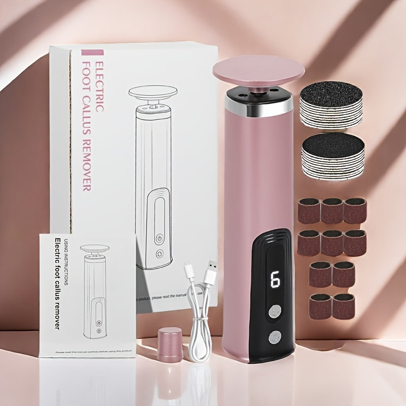 2025 Nuevo Lijador Eléctrico de Pies, Control con Un Botón para Eliminar Callosidades y Grietas Beige Claro, Recargable con Almohadillas Reemplazables, Kit de Pedicura para Grietas en Talones de Hombres y Mujeres