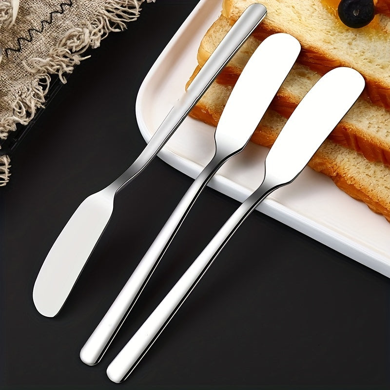 2 cuchillos de acero inoxidable para mantequilla, queso, pan y mermelada, punta redonda