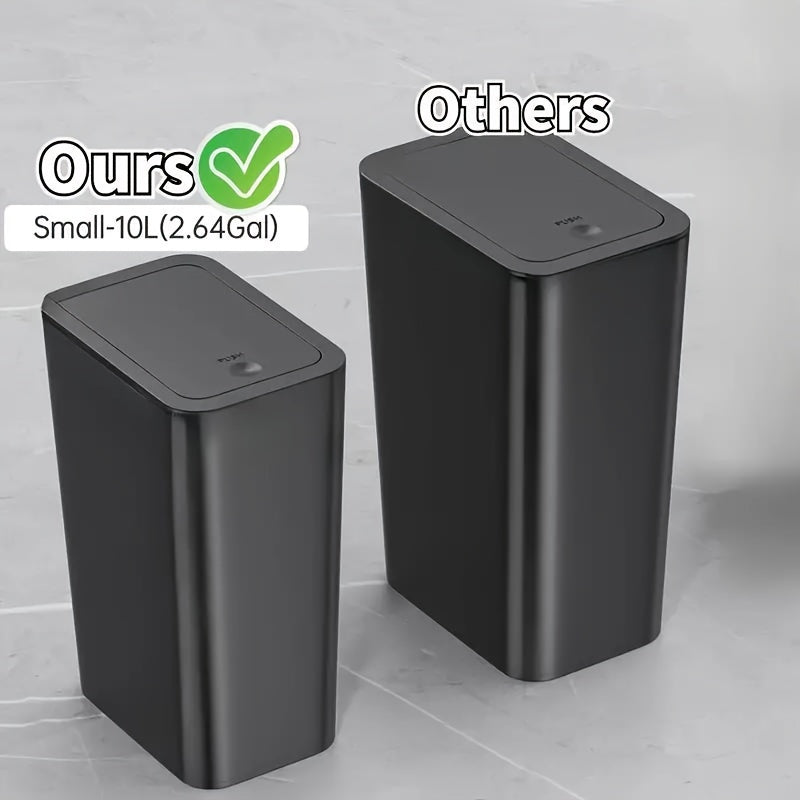 Bote de basura pequeño para baño, con tapa pop-up, 10L/2.6 galones, ideal para dormitorio, oficina, sala, cocina, 1/2/3 piezas, esenciales para el hogar