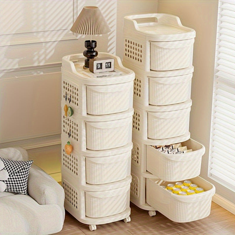 1 pieza de organizador de almacenamiento rectangular de polipropileno, cajón de varios niveles con ruedas, no, lavable a mano, material plástico, multiusos, para cocina, sala de estar, snacks y juguetes.