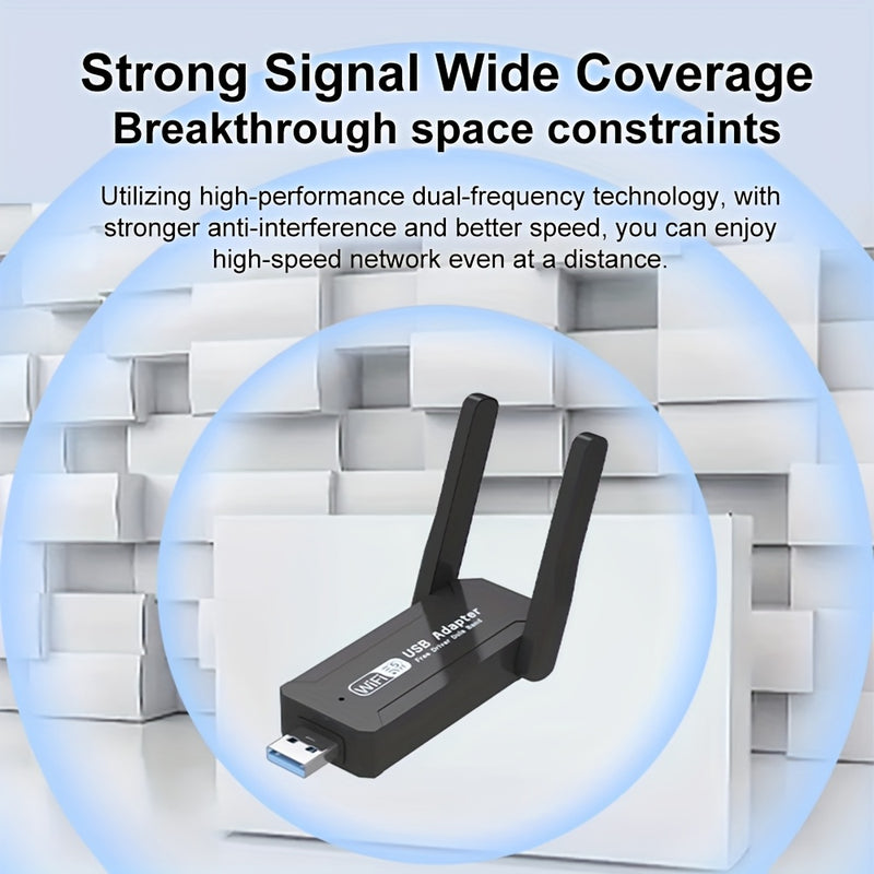 OURLIFE Adaptador WiFi Dual-Banda 5.3 USB con Doble Antena | Doble Banda 2.4GHz y 5.3GHz, Seguridad WPA2/WPA3-PSK | Compatible con USB 3.0/2.0 para Windows 10/11, Linux, MacOS 10.9-10.15 | Alta velocidad inalámbrica para juegos y oficina, Diseño negro el
