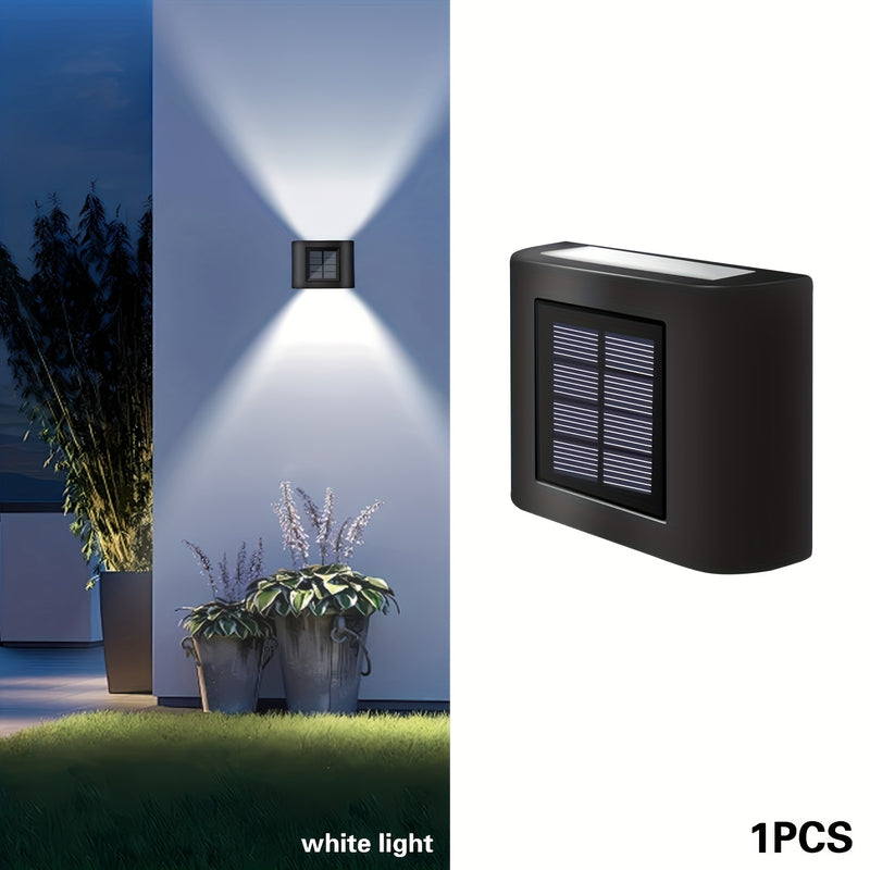 Lámpara solar de pared con 6 LED, luz cálida/blanca, sensor de luz, ideal para jardín, porche, escaleras y caminos, con batería de níquel recargable, iluminación exterior moderna