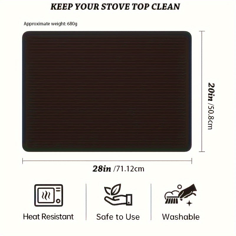 Alfombrilla Protectora de Silicona Resistente al Calor para Encimeras Cerámicas y Eléctricas, Tapete Secador de Platos para Cocina con Patrón de Rejilla Negra, Accesorio de Cocina Duradero y Elegante, Protectores de Estufa, Vajilla Estilosa, Material de