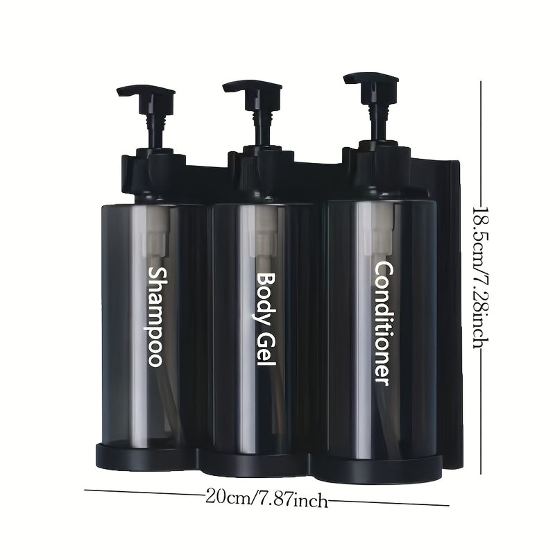 Dispensador de Jabón de Pared, Bomba Dispensadora de Jabón, Material Plástico, Apto para Champú, Acondicionador de Cabello, Gel de Ducha, Ideal para Baños de Hotel, Organizador de Almacenamiento para Ducha Doméstica