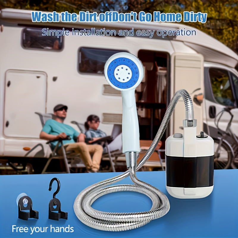 Chorro Portátil para Camping, Viajes en RV y Excursiones Familiares - Ducha Manual con Sistema de Filtración de Agua, Flujo de 4-5 Litros por Minuto