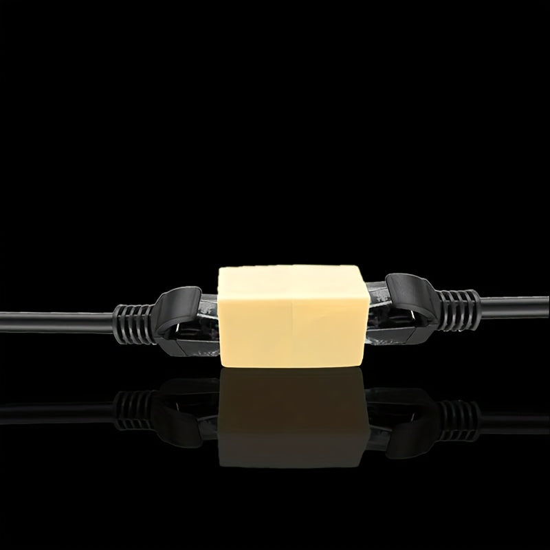6/10piezas Acoplador de cobre chapado en amarillo premium RJ-45 Ethernet, rectangular categoría, sin necesidad de energía, contacto de cobre adaptador de cable Cat5/Cat6 unión sin batería