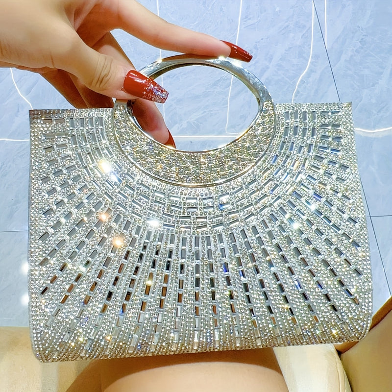 Clutch Brillante con Pedrería para Noches de Fiesta, Bolso de Hombro para Banquetes y Eventos de Fin de Semana, Bolsa de Cena para Mujer que Guarda Maquillaje Diario, Ideal como Regalo