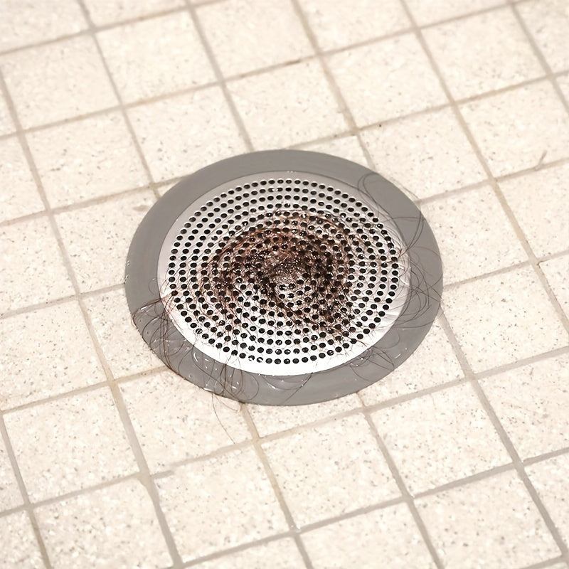 1 Pieza, Tapa De Desagüe De Acero Inoxidable, Colector De Pelo Con Forma Redonda Con Borde De Silicona, Para Bañera, Fregadero, Baño, Cocina