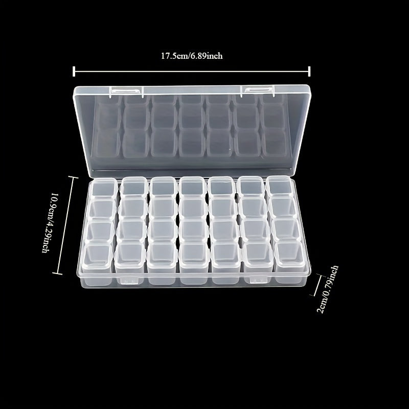 Combinación de Cajas de Plástico Transparente de 28 Compartimentos, Contenedor para Joyería y Accesorios, Utilizado para Artesanías, Cristales para Uñas, Cuentas, Almacenamiento de Semillas, Cajas de Joyería