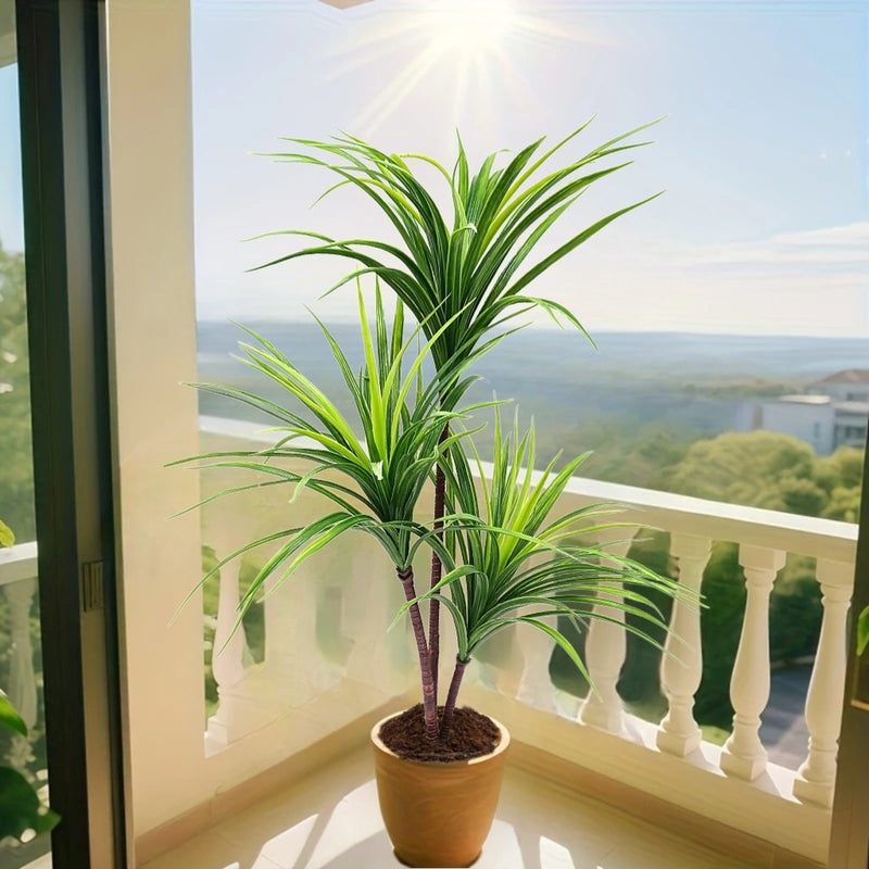 1pc 3-Cabezas Dracaena Planta Artificial - Plástico Resistente a los Rayos UV para Decoración de Interior/Exterior, Bodas, Jardín, Patio, Sesiones de Fotos - Sin Mantenimiento Regalo de Vacaciones para Acción de Gracias, Navidad, Día de la Madre, Día del