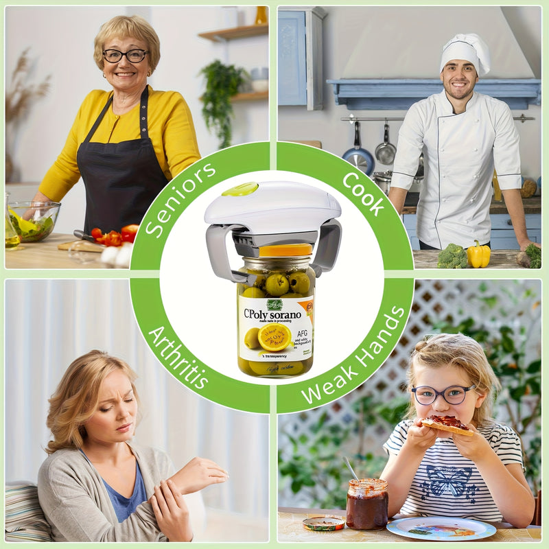 2025 Nuevo Abrelatas Eléctrico de Doble Mango - Herramienta Portátil para Cocina con Batería, Diseño Ergonómico para Uso Fácil con una Mano, Ideal para Personas Mayores y Artritis (36V, Batería No Incluida), Utensilio Moderno y Duradero, Accesorio de Coc