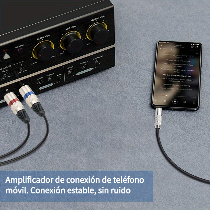 Cable de Audio Macho de 3.5mm a XLR Chapado en Oro Premium - Cobre Puro, Conector Dual XLR para Teléfonos Móviles y Computadoras a Consolas de Mezcla