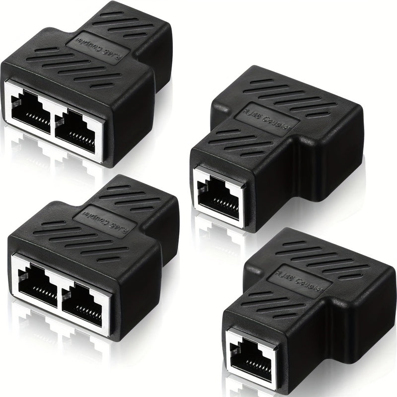 Divisor de Ethernet RJ45 2/4, adaptador de puerto masculino 1 a 2, compatible con cable Cat5/Cat6, permite que dos computadoras se conecten simultáneamente, adaptador de expansión de red