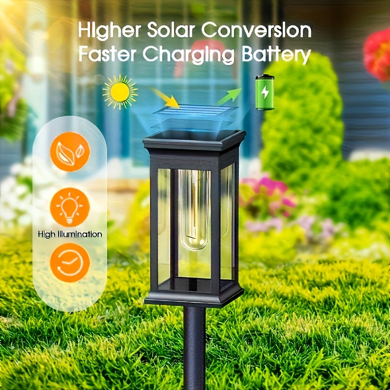 Conjunto de 4 Luces Solares Comerciales para Calles y Áreas, Luces Solares Exteriores para Aceras, Luces Inteligentes con Encendido/Apagado Automático, Luces Decorativas Solares para Jardines y Paisajes, Luces Solares IP44 para Calles, Entradas, Céspedes