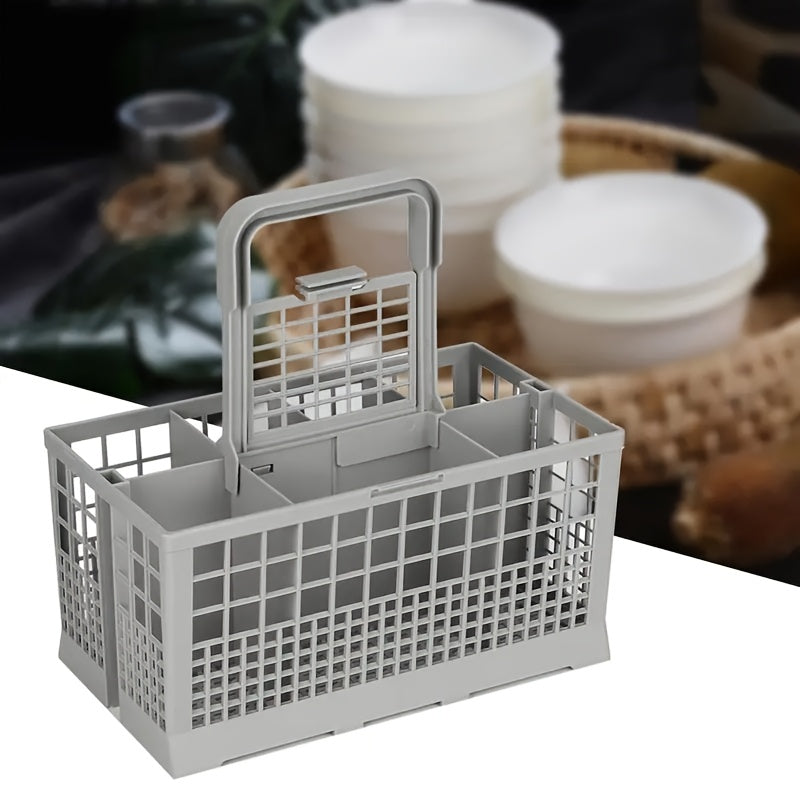 1 estante plegable para platos con cesta multifuncional para cubiertos, almacenamiento de cuchillos y tenedores, diseño que ahorra espacio, fácil de limpiar, accesorio duradero de plástico para lavavajillas - Se adapta al 99% de los lavavajillas de tamañ