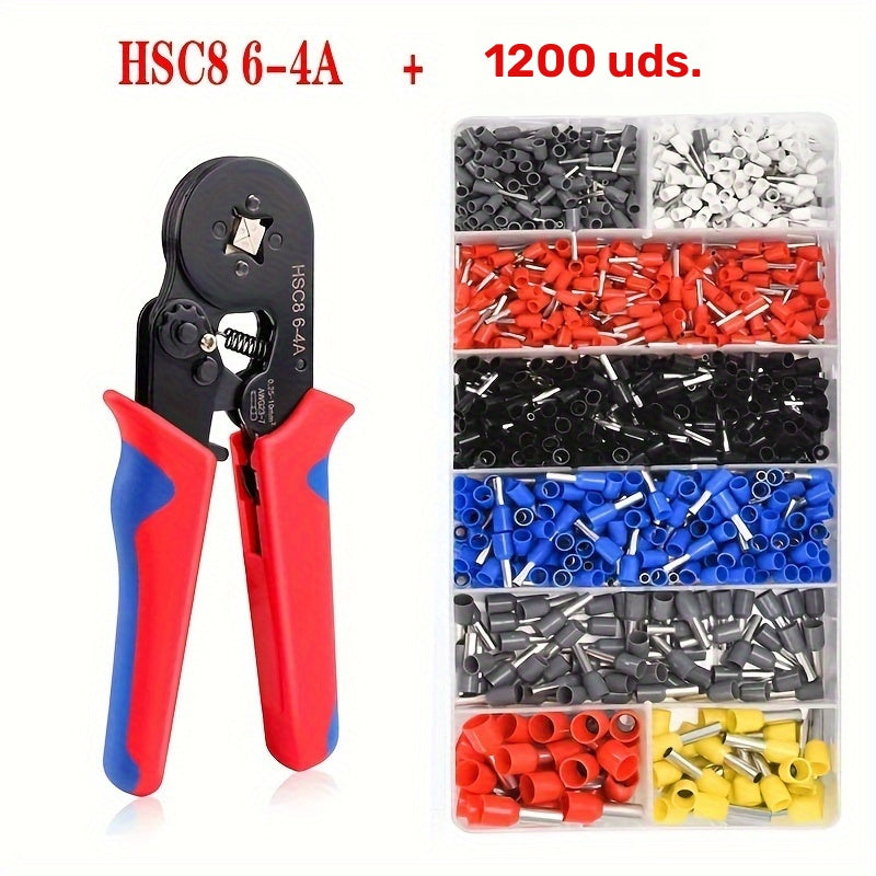 Juego de Herramientas de Engarzado para Electricistas Profesionales - Abrazadera de Ferrule HSC8 6-4 para Terminales Tubulares, Rango de 0.25-10mm, Ideal para Cables de 23-7AWG