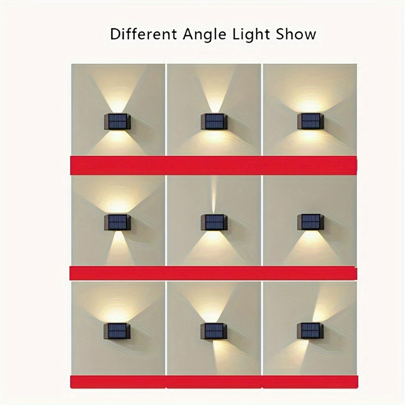 1pc Luces Solares LED de Pared, Rango de Iluminación Ajustable, Lámpara de Pared de Lavado Arriba y Abajo para Jardín al Aire Libre, Patio, Luz Ambiental, Paisaje de Villa Moderna, Camino, Pasillo