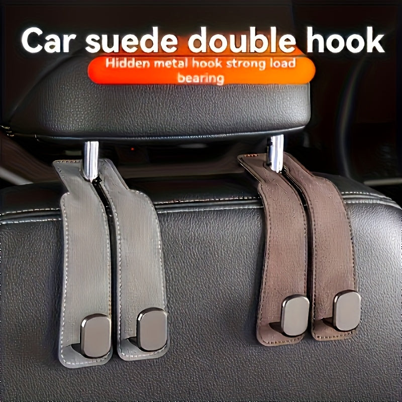 1 pieza de fundas de respaldo de asiento de coche de cuero sintético con ganchos metálicos ocultos - Accesorio interior elegante para todos los vehículos, disponible en beige, negro y marrón, accesorio interior | Interior moderno | Material duradero