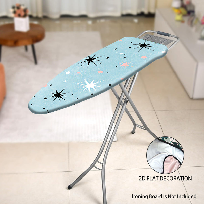 Fundas Lavables para Tabla de Planchar Resistente - Azul Claro, Estrellas Negras y Puntos Rosados, Ajuste Universal para la Mayoría de Mesas de Planchado, Decoración para Lavandería, Accesorios de Planchado (No Incluye Mesa), Diseño de Estrellas y Puntos