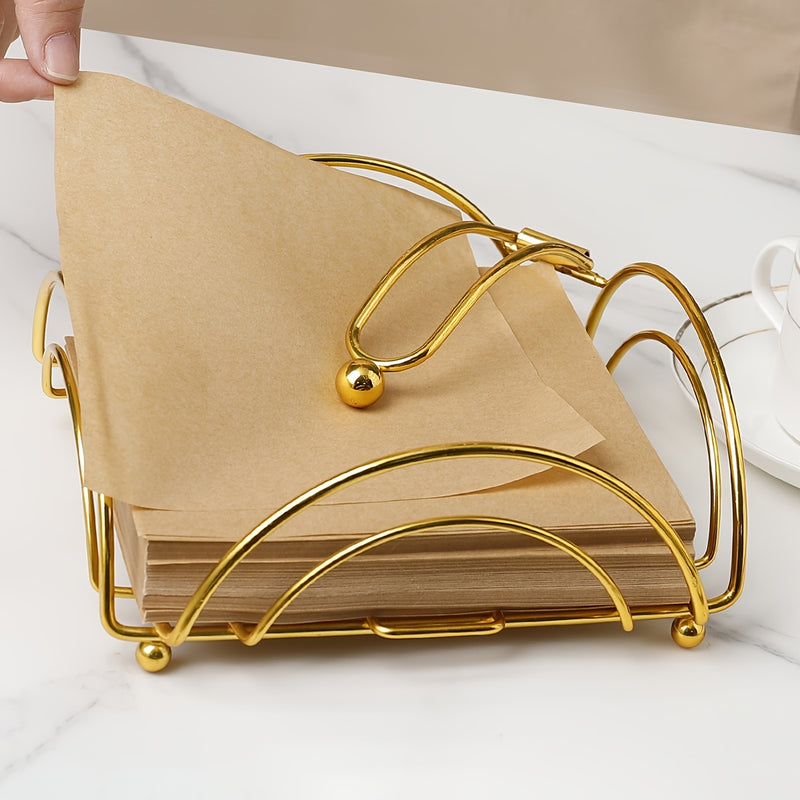 Soporte de Papel de Metal Versátil - Estante de Almacenamiento de Servilletas y Papel Cuadrado para Escritorio, Oficina y Decoración del Hogar | Regalo Perfecto para Navidad, San Valentín, Ramadán