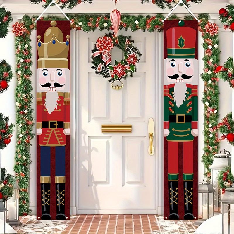 Banderines navideños con diseño de nuez, decoración para puerta de exterior, 179.83 cm x 29.97 cm, tela de poliéster, adornos colgantes festivos