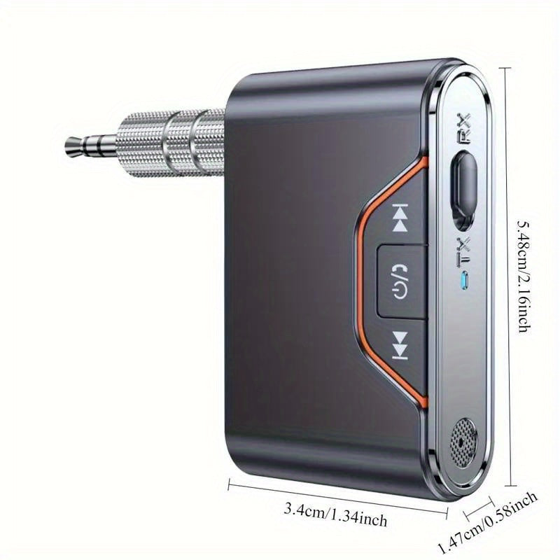 Adaptador sin varillas para Coche 5.4 - Receptor/Transmisor de Audio sin varillas, Entrada USB-C AUX, Reproducción TF/USB, Batería Recargable de Polímero de Litio, Diseño Compacto para Todos los Autos - Mejora el Sistema de Audio de tu Vehículo, Llamadas