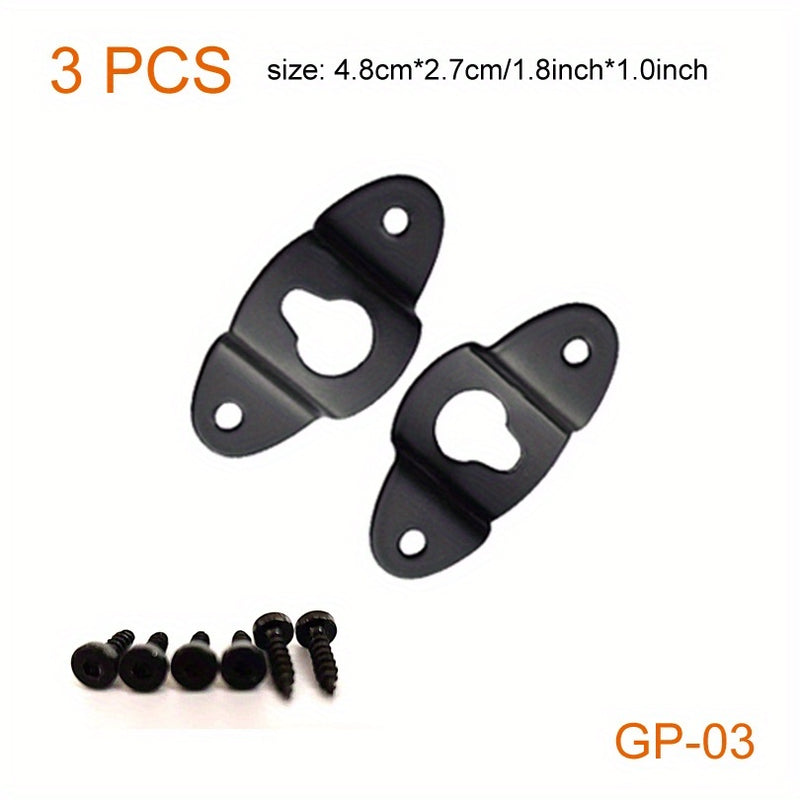 3 piezas de ganchos de pared de hierro negro de alta resistencia - Diseño de llave de tamaño múltiple para altavoces, guitarras, relojes y más - Montaje seguro con tornillos, instalación fácil, ganchos de pared para altavoces, montaje de pared resistente