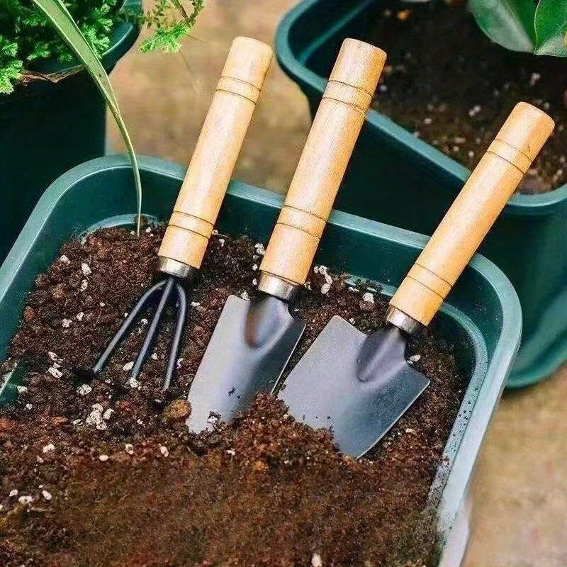 Jardín Botánico de Plantas Suculentas, Conjunto de 3 Piezas, Herramienta para Flores en Macetas para el Hogar con Pala y Rastrillo para Descompactar el Suelo, Adecuado para Jardinería, Jardín, Portátil y Fácil de Usar