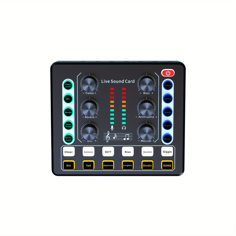 Interfaz de Audio Portátil para Podcasting y Streaming – Tarjeta de Sonido Todo en Uno con Preamplificador de Micrófono Premium, Alimentada por USB, Perillas y Botones Multifunción, Ideal para Grabación, DJ, Compatible con PC y Smartphone, Negro