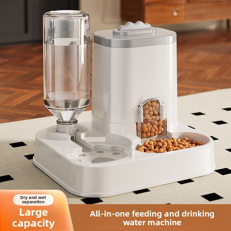 Dispensador automático de agua para gatos y perros con comedero integrado, capacidad de 1 a 10 litros, sin pilas, diseño moderno en blanco para fácil limpieza e hidratación, solución duradera para mascotas, alimentador automático, accesorio elegante, con