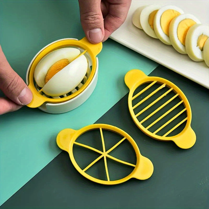 Rebanador y Cortador de Huevos 3-en-1 - Gadget de Cocina Versátil, Resina ABS Duradera, No Eléctrico con Cuchillas Intercambiables para Huevos Duros, Frutas y Más - Perfecto para Cocinar al Aire Libre