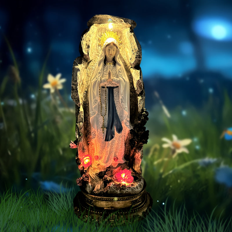 Lámpara Solar IP44, Estatua Religiosa de la Virgen María en Resina para Festivales, Luz Decorativa para Paisajes Exteriores, Adecuada para Jardines y Patios, Regalo de Vacaciones para Amigos