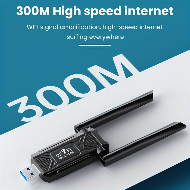 Repetidor inalámbrico de largo alcance USB Wifi, Amplificador de señal, 2.4G, 300Mbps