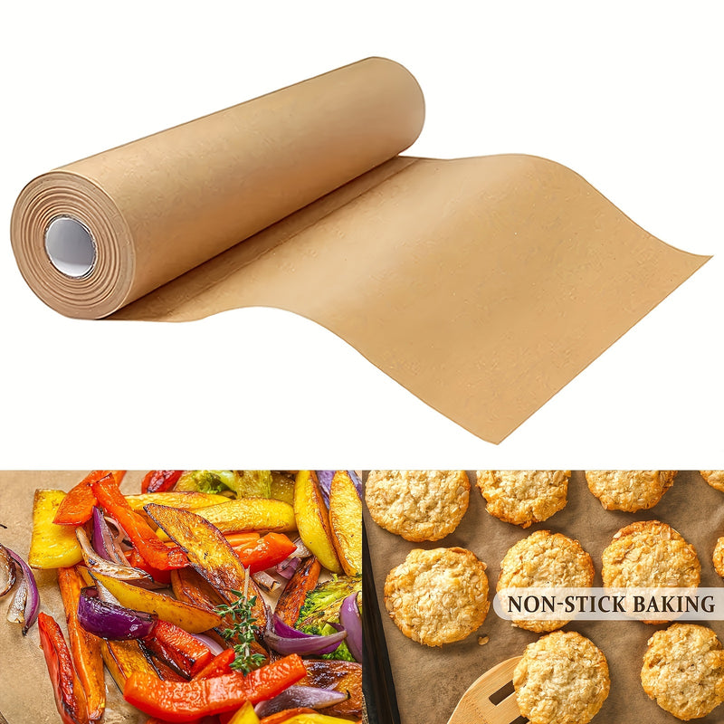 Rollo de Papel para Hornear Sin Blanquear, Forros Desechables para Freidora de Aire, Hojas Antiadherentes y Resistentes al Calor, Papel Impermeable e Ingraso para Cocinar, Herramientas de Repostería, Accesorios de Cocina