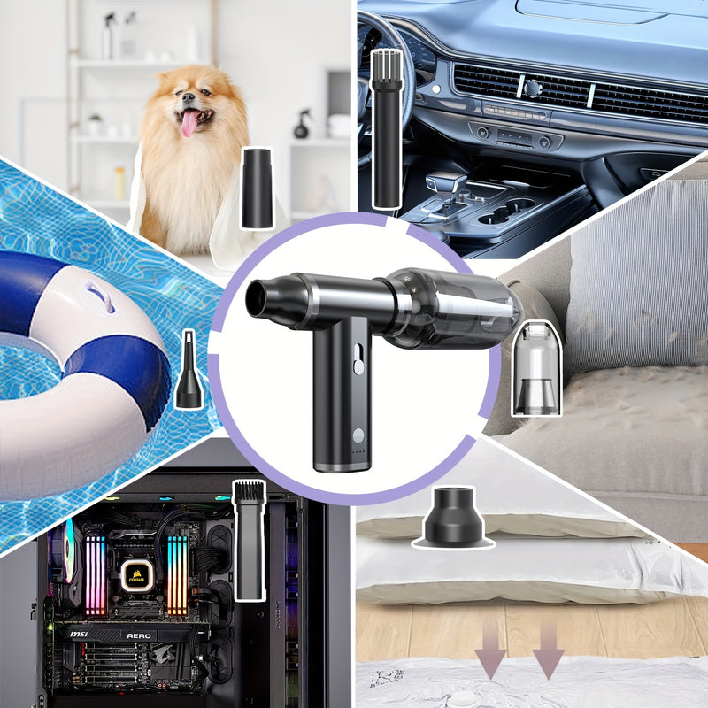 Purificador de aire eléctrico ajustable de 3 velocidades 150000 RPM/Min, secador de pelo inalámbrico recargable para limpieza de teclados y dispositivos electrónicos, alternativa a los cartuchos de aire comprimido, purificador de aire portátil para coche