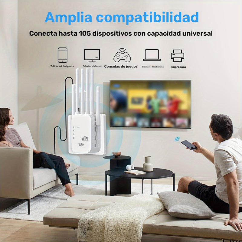 Internet de Alta Velocidad OEKE-1200 Mbps, Conexión de Aplicación 3-en-1, 6 Antenas - Penetración Fuerte, 6 Antenas de Alta Ganancia con Señal Más Fuerte y Cobertura Más Larga, Amplia Compatibilidad, Conexión de Hasta 105 Dispositivos