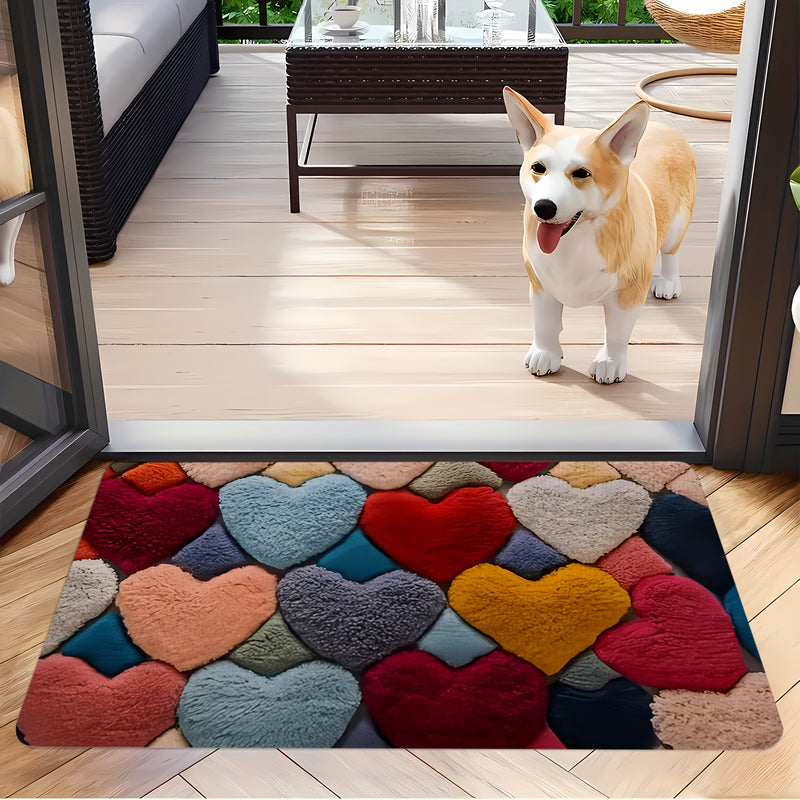 Tapete de corazón para el Día de San Valentín - Suave franela, respaldo antideslizante, 0,39 pulgadas de grosor, espuma de memoria, ideal para decoración de sala de estar y baño, regalo perfecto para vacaciones, tapete de piso de vacaciones | Tapete de c