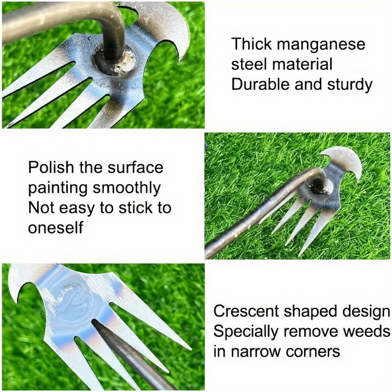 Herramienta de rastrillado ergonómica con mango largo y 4 velocidades ajustables - Construcción duradera de hierro, asidero antideslizante para el mantenimiento eficiente del jardín - Herramienta manual para eliminar malezas que ahorra tiempo y esfuerzo,
