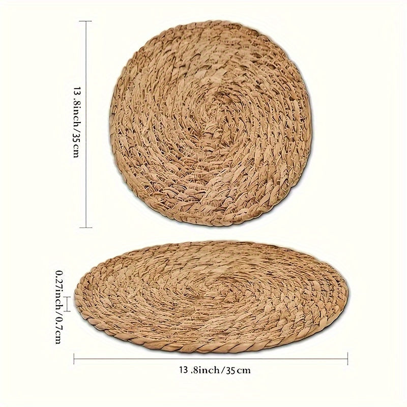 2/4/6 piezas de individuales de ratán tejidos a mano, 35.05 cm - Naturales, rústicos, resistentes al calor, decoración rectangular para cocina y comedor, bodas, fiestas, hogar - Alta calidad, solo lavado a mano, individuales para cocina, vajilla de fiest