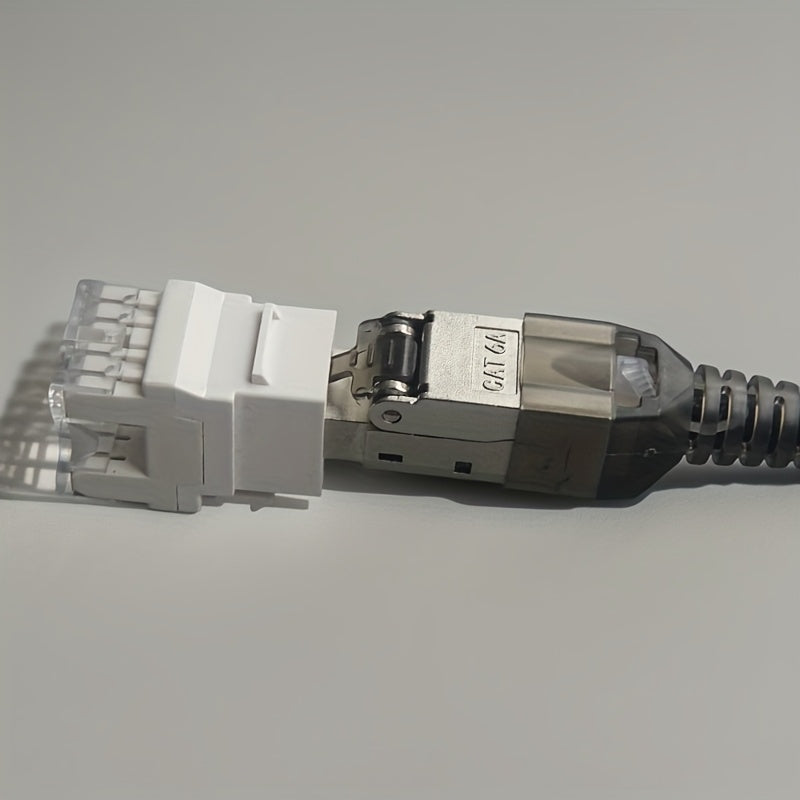 Conector RJ45-CAT.6A sin herramientas, adaptador de red Ethernet con conector RJ45 8P8C, carcasa metálica - No se requiere cableado, compatible con Alexa, ideal para la configuración de redes de computadoras, adaptador de red Ethernet para computadoras.