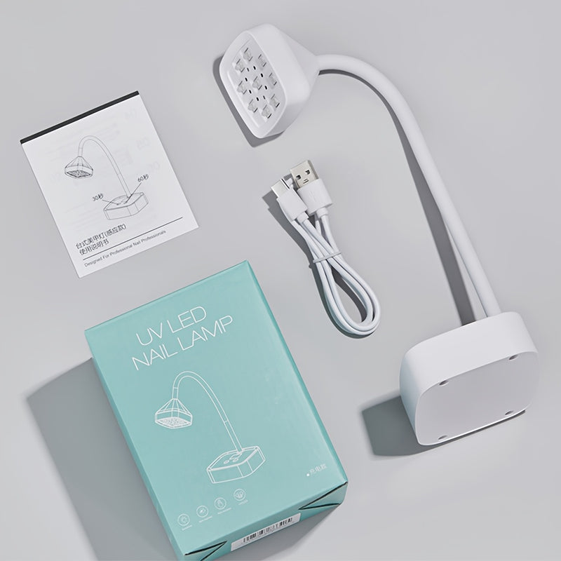 Linterna de Gel Recargable Inalámbrica - Temporizadores Dobles 30s/60s, Ángulo Ajustable 360° y Luces LED Azules para Uñas Rápidas, Portátil con Pantalla Digital USB, Linterna para Manicura en Casa o Salón, Cuerpo de Plástico Duradero
