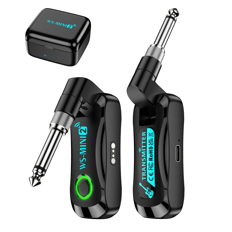 Sistema inalámbrico para guitarra con estuche de carga, transmisor y receptor inalámbrico recargable para guitarra y bajo de 2.4Ghz, equipo de grabación de estudio, estuche portátil, rendimiento confiable, transmisor para instrumentos, para presentacione