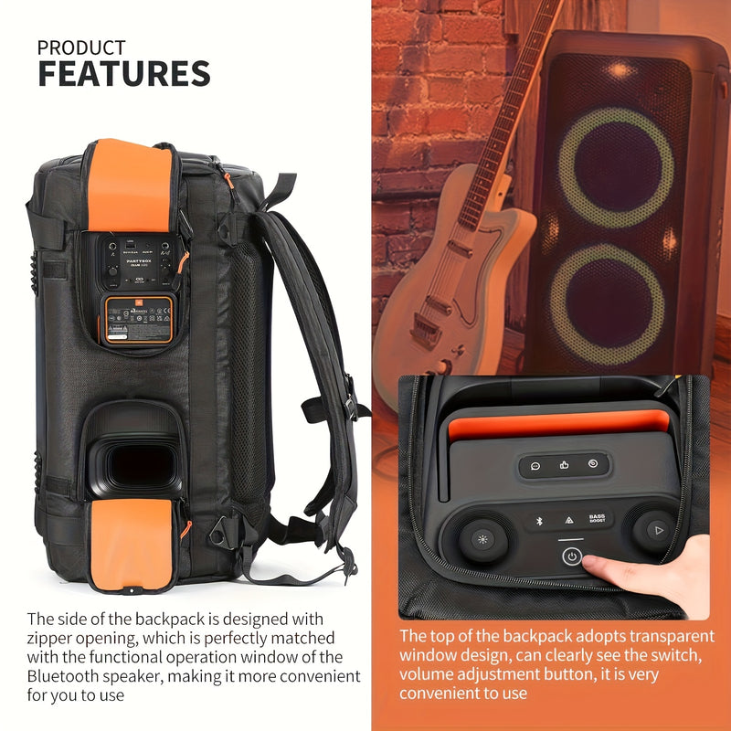 1 mochila PartyBox 120 para altavoz - Estuche de viaje resistente de poliamida con correas ajustables, ideal para sistema de sonido portátil, accesorios para eventos | Bolso con correa ajustable | Mochila duradera