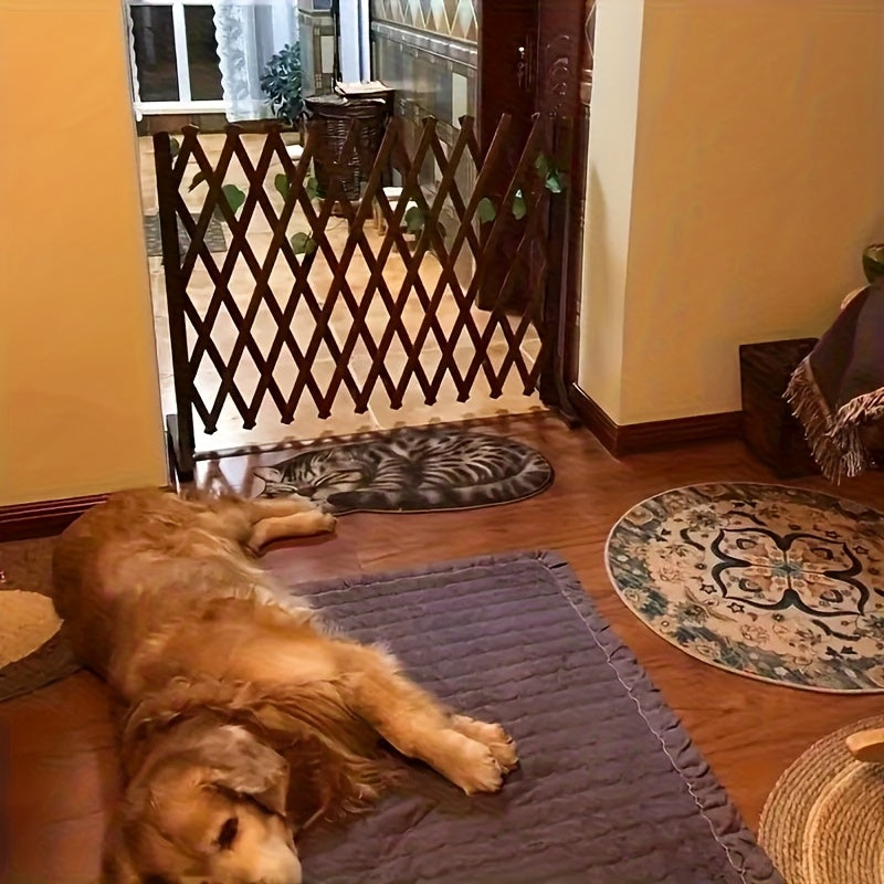 Valla Retráctil de Madera para Exteriores - Puerta Segura Anticorrosión y Resistente, Compatible con Puertas, Decorativa para Jardín, Patio o Cercado para Mascotas, Diseño Rústico en Madera Natural, Ideal para Amantes del Jardín, Separador de Espacios, B