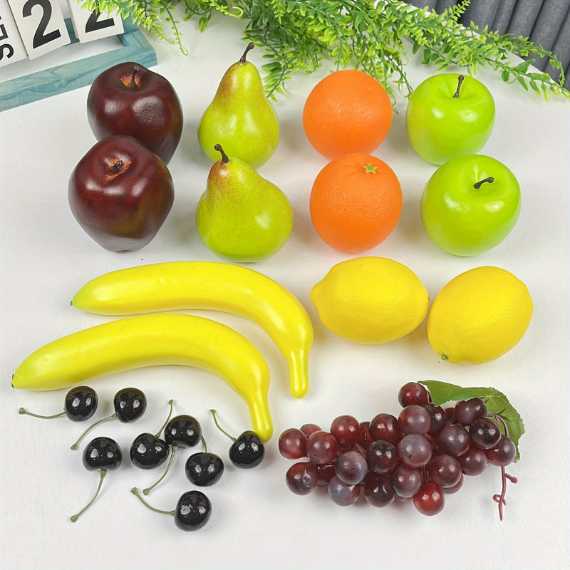 Juego de 21 piezas de frutas y verduras artificiales, con aspecto realista, ideal para decoración de cocina, restaurante y fiestas
