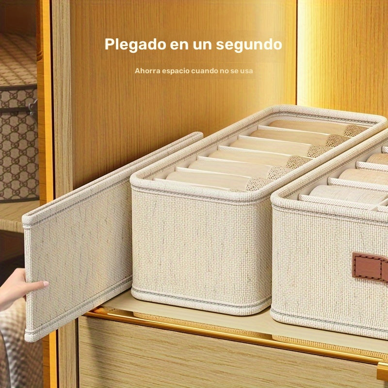 1pc Organizador Plegable de Cajones con Múltiples Compartimentos - Caja de Almacenamiento Ahorradora de Espacio para Ropa Interior, Calcetines y Prendas - Diseño Compacto y Acceso Abierto - Ideal para Hogar, Viajes, Residencia o Oficina - Construcción Du